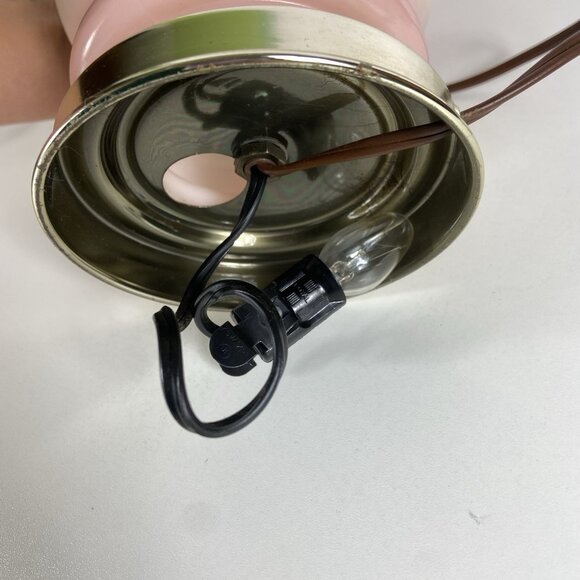 Vintage Hurricane Lamp 12.5” Pink Floral Hand Painted Glass Brass Electric - Picture 10 of 10